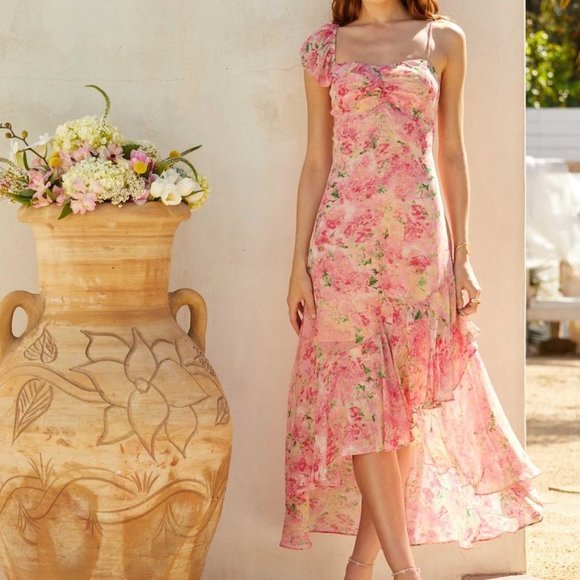 Astr Dresses & Skirts - Astr Pink Floral Midi Dress